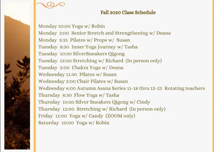 Chiropractic Clarkesville GA Class Schedule November 2020