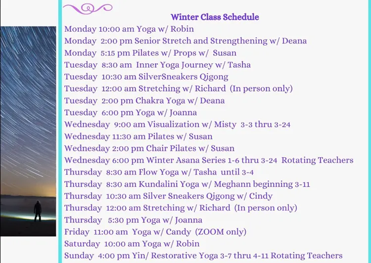 Chiropractic Clarkesville GA Winter Class Schedule March 2021