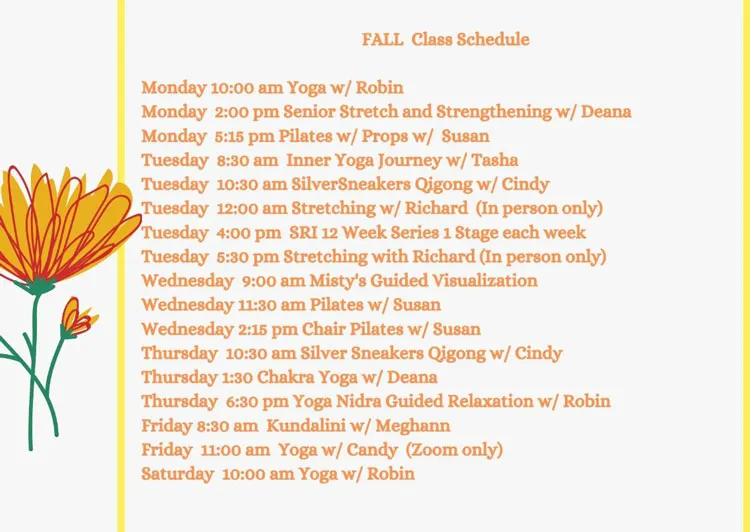 Chiropractic Clarkesville GA Fall Class Schedule October 2021