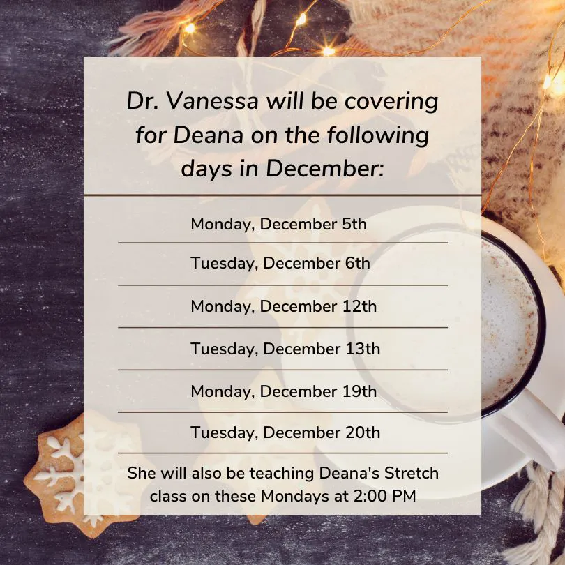 Chiropractic Clarkesville GA December 2022 Schedule