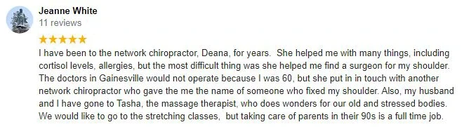 Chiropractic Clarkesville GA Jeanne Testimonial